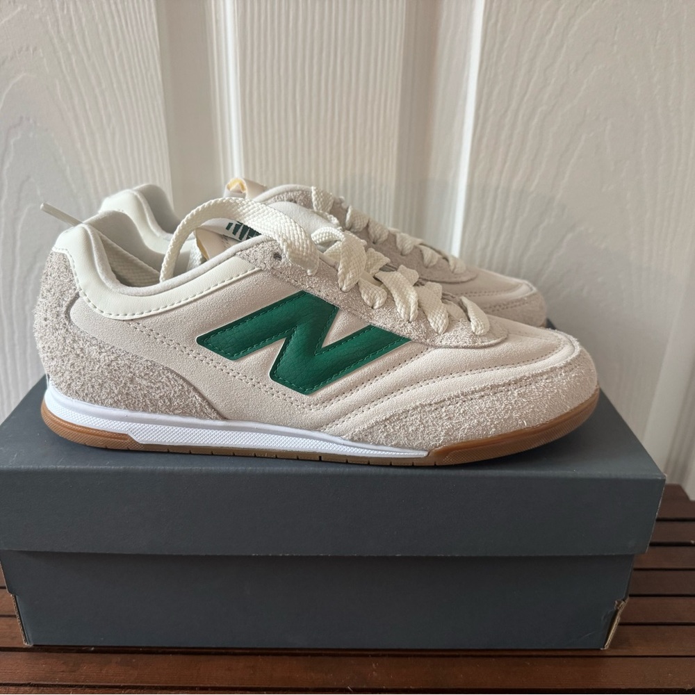 New Balance Cream and Green Sneakers
